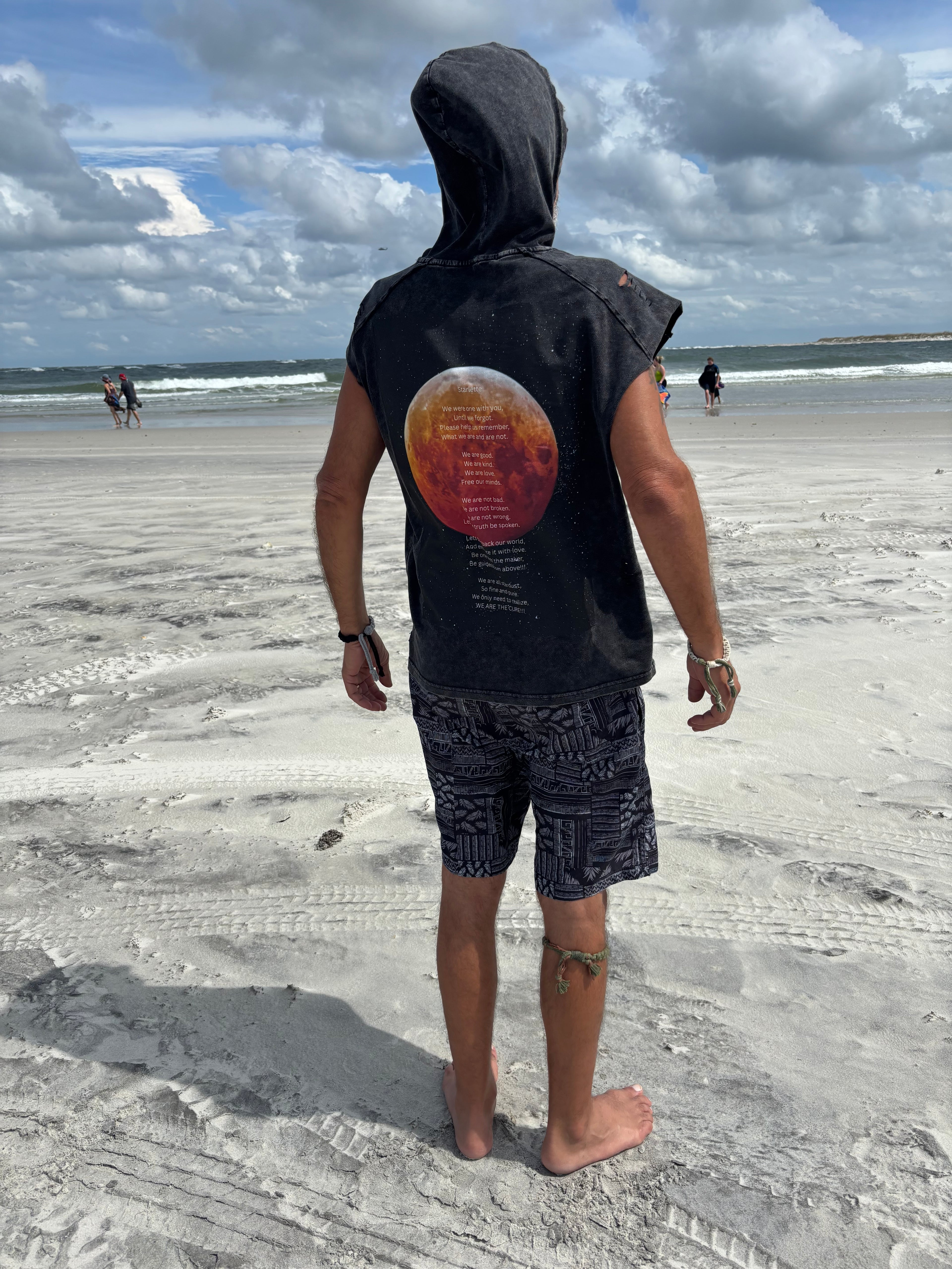 Vintage washed zip-up hooded tank top
