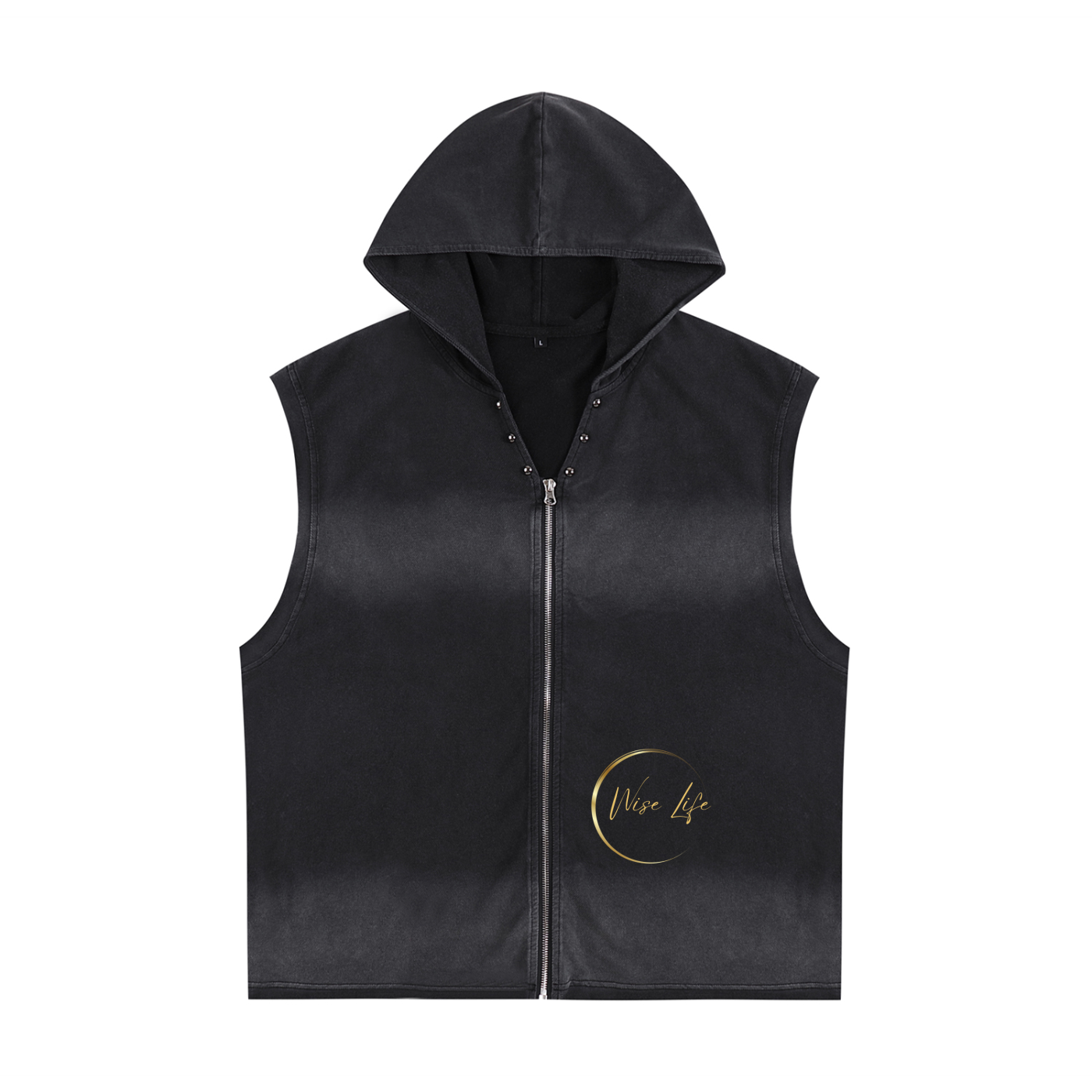 Vintage Washed Zip-Up Hooded Tank Top