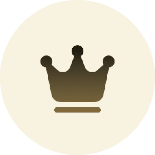 Crown icon on a cream-colored circle.